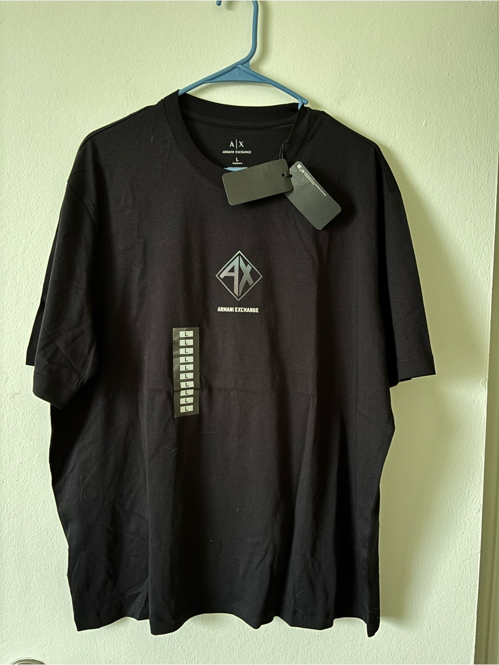 Armani Exchange Black Short Sleeve AX Diamond Logo Tee